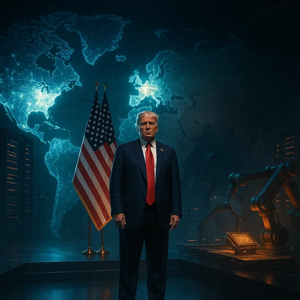 Image de presentation de l'article: Plan IA de Trump : Vers un impérialisme numérique américain ?