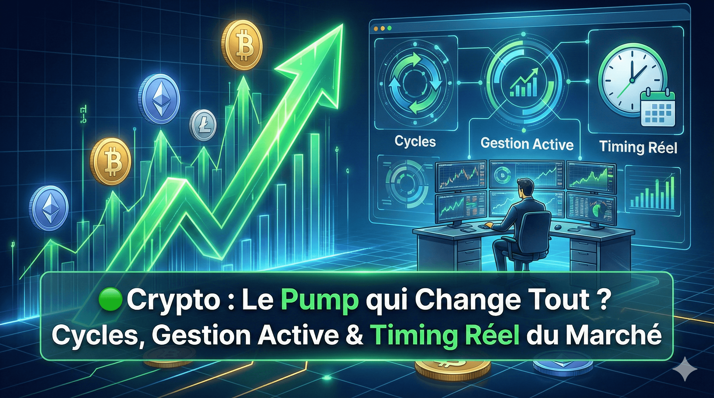 Image de presentation de l'article: 🟢Crypto : Le Pump qui Change Tout ? Cycles, Gestion Active & Timing Réel du Marché