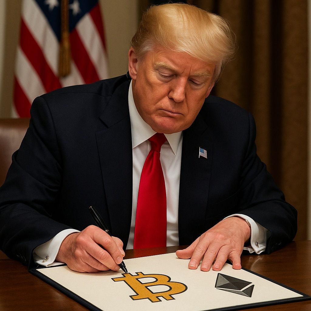 Image de presentation de l'article: Trump signe un décret sur les cryptos : C'est tout bon !